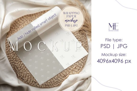 Download Bohemian Wrapping Paper Mockup PSD - Paper mockup Collection
