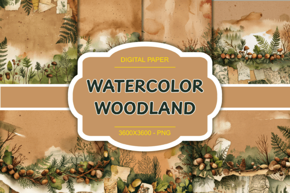 Download Watercolor Woodland Junk Journal Page - Premium Bundle